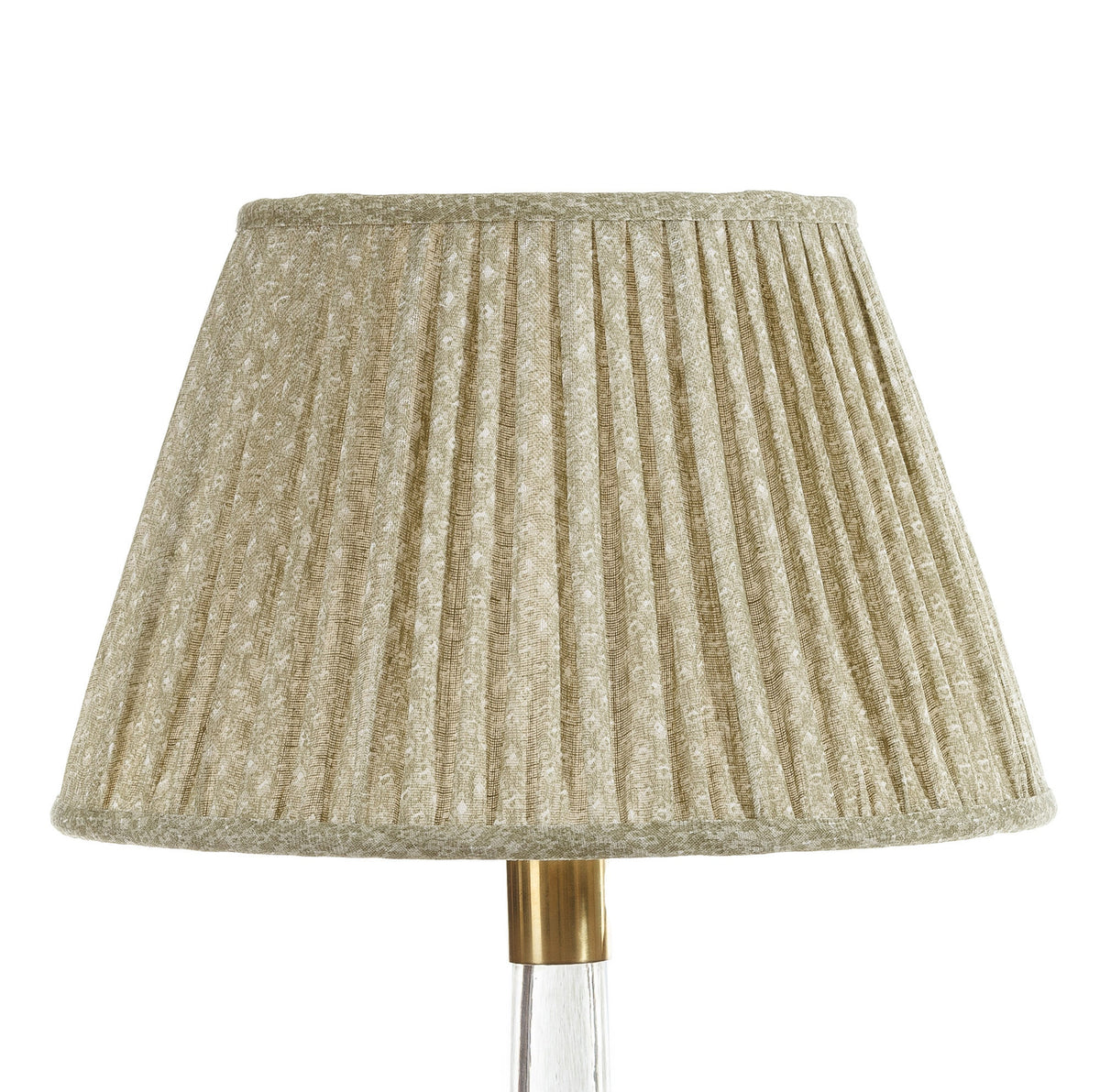 Round Gathered Lampshade in Green Figured
