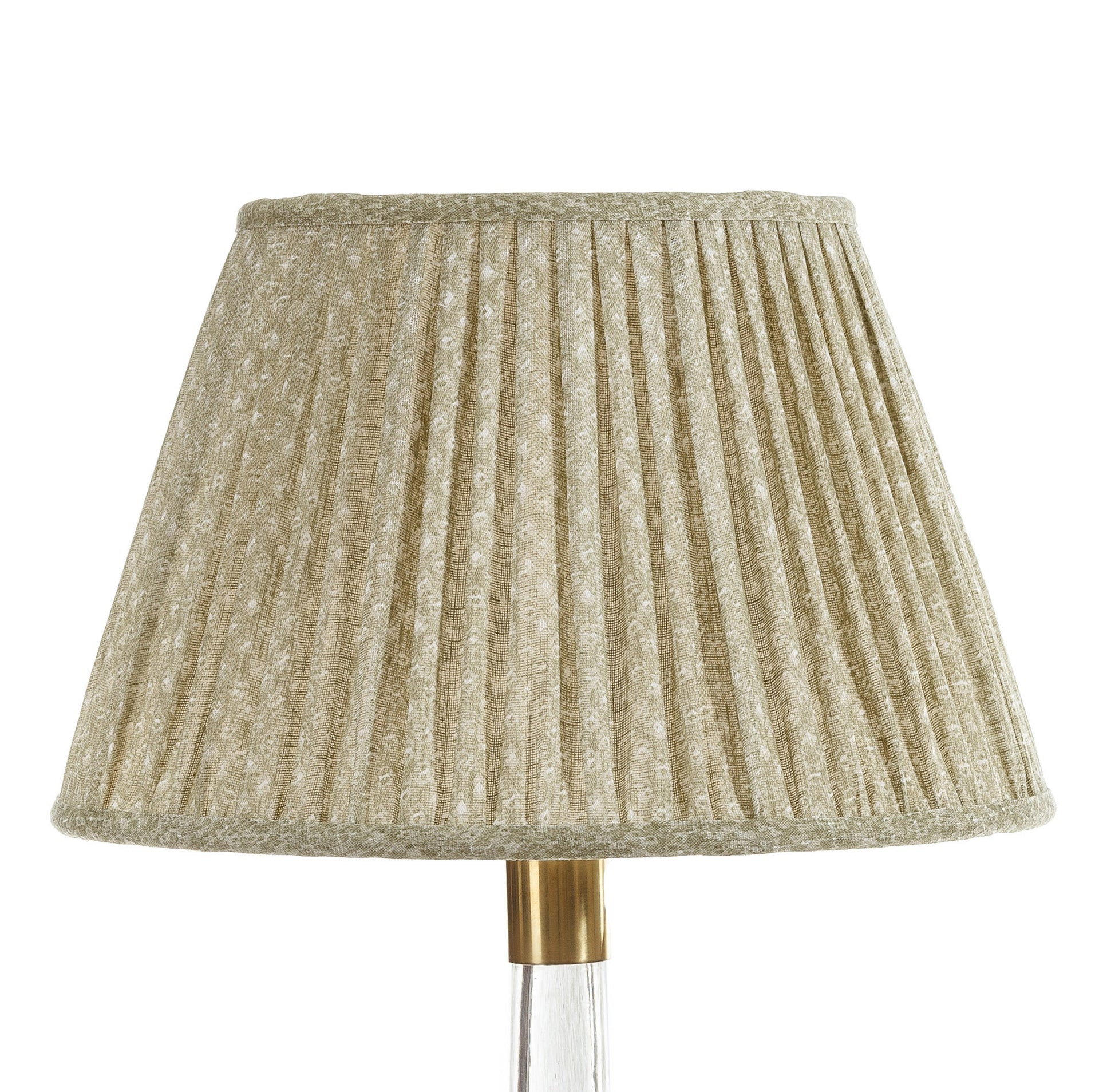 Round Gathered Lampshade in Green Figured
