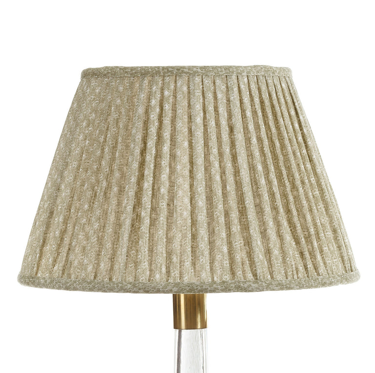 Round Gathered Lampshade in Green Figured