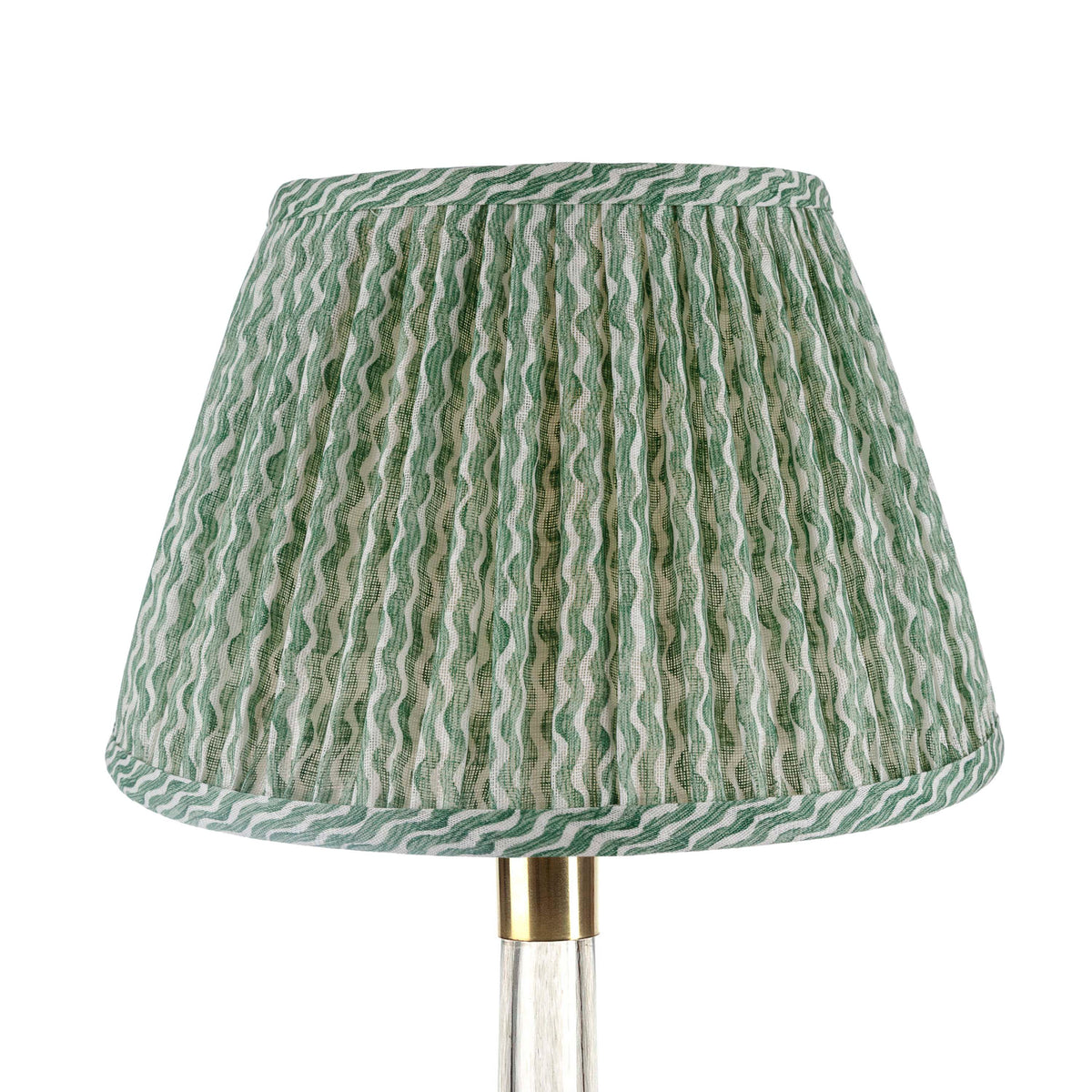 Round Gathered Lampshade in Green Popple