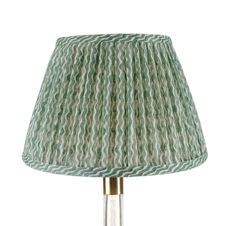 Round Gathered Lampshade in Green Popple