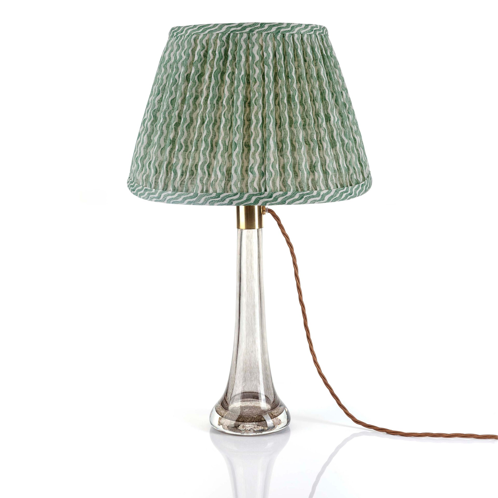 Round Gathered Lampshade in Green Popple