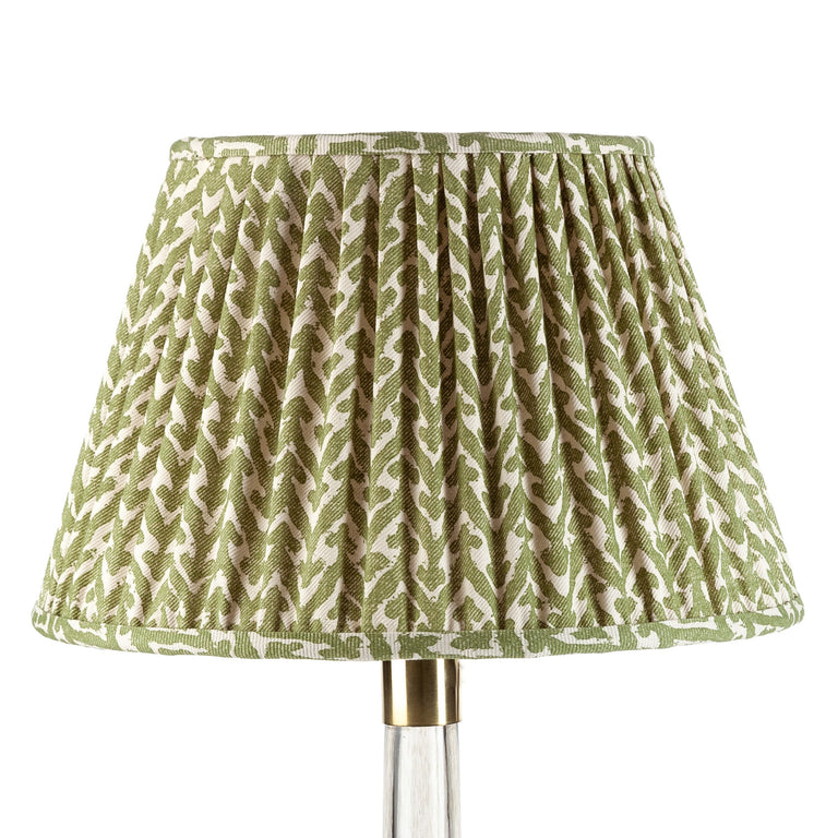 Round Gathered Lampshade in Green Rabanna