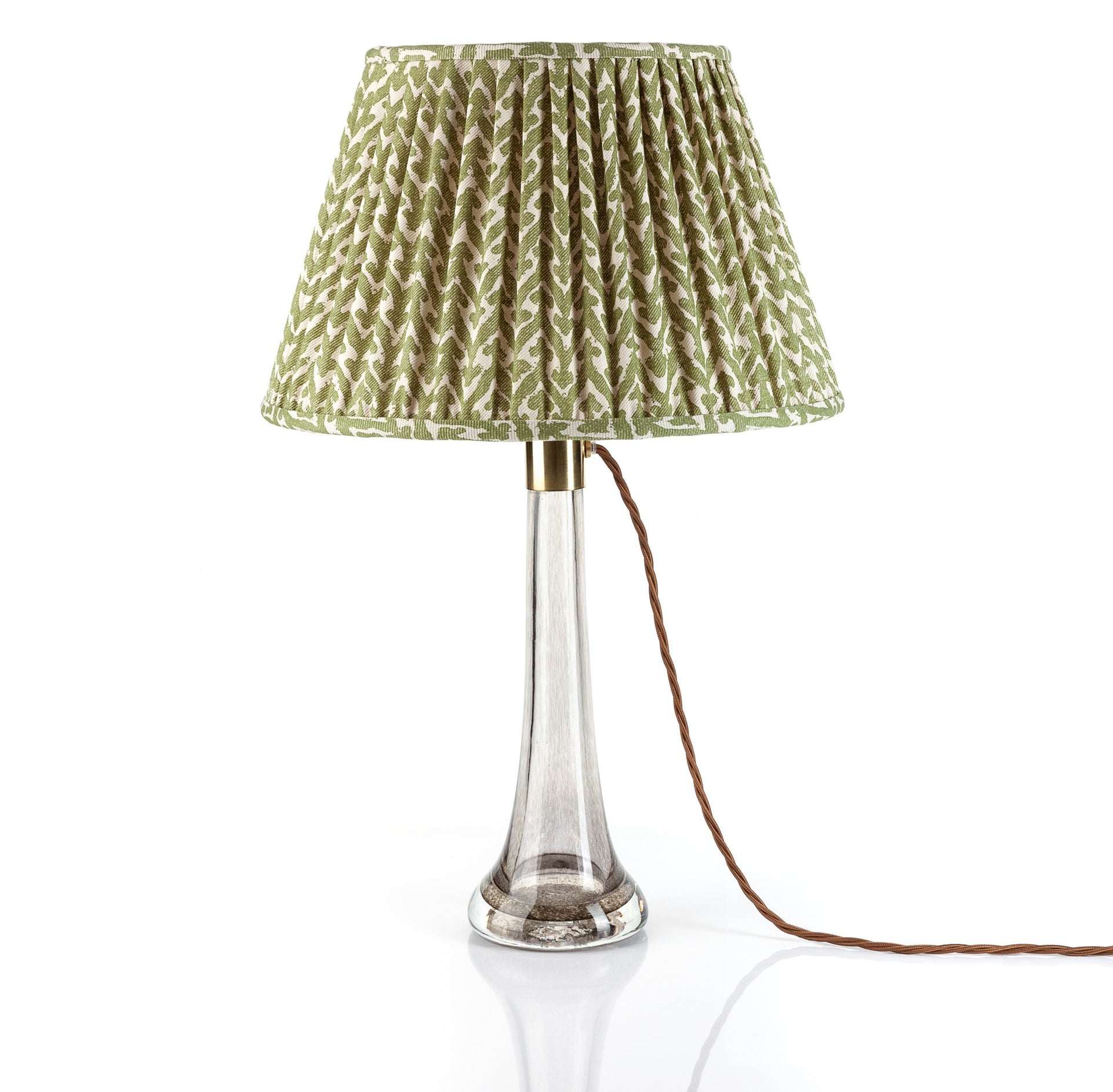 Round Gathered Lampshade in Green Rabanna