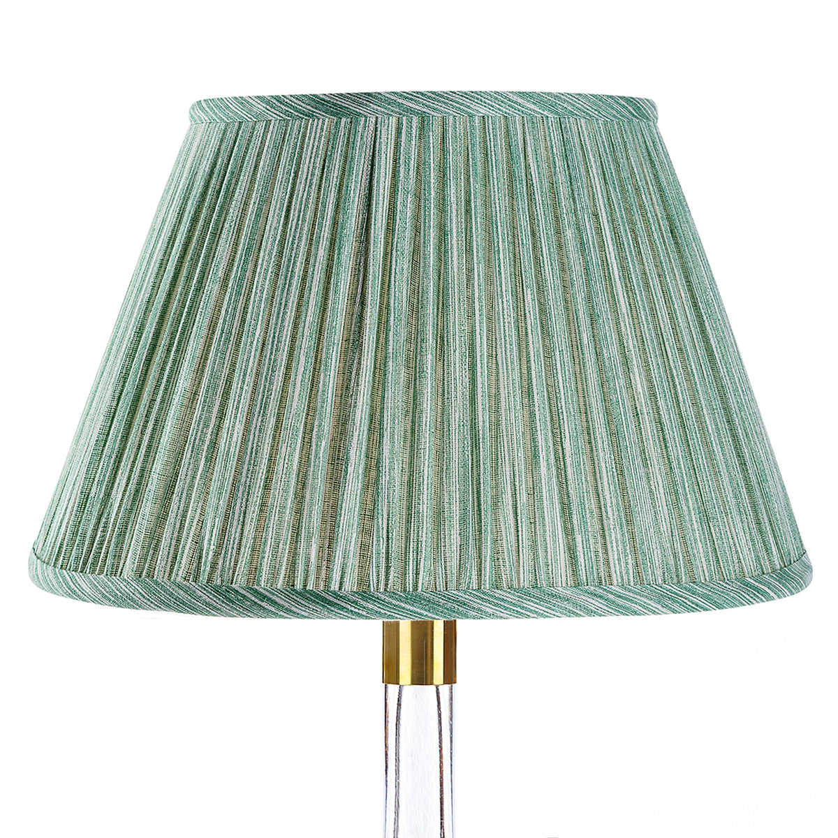 Round Gathered Lampshade in Green Strié