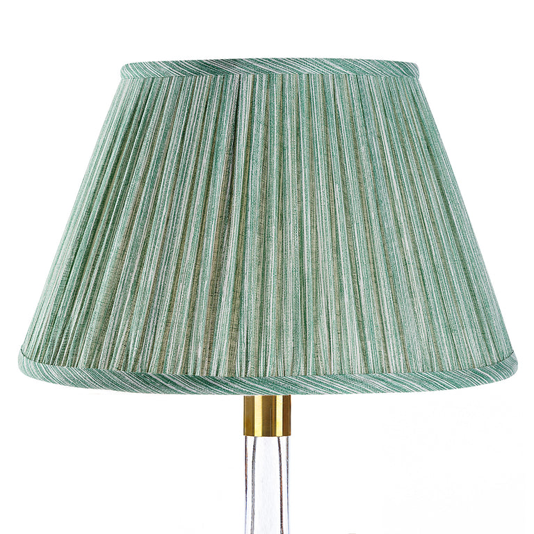 Round Gathered Lampshade in Green Strié