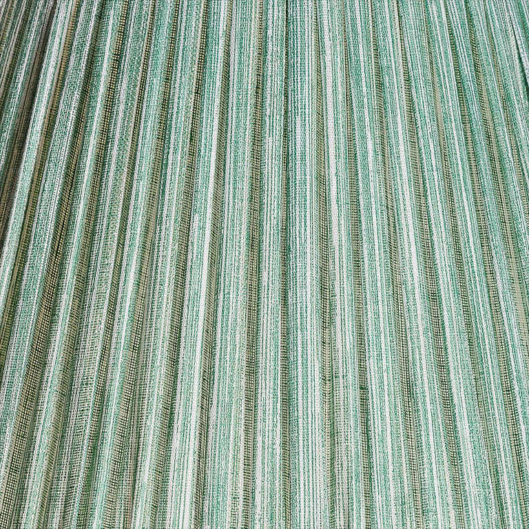 Round Gathered Lampshade in Green Strié