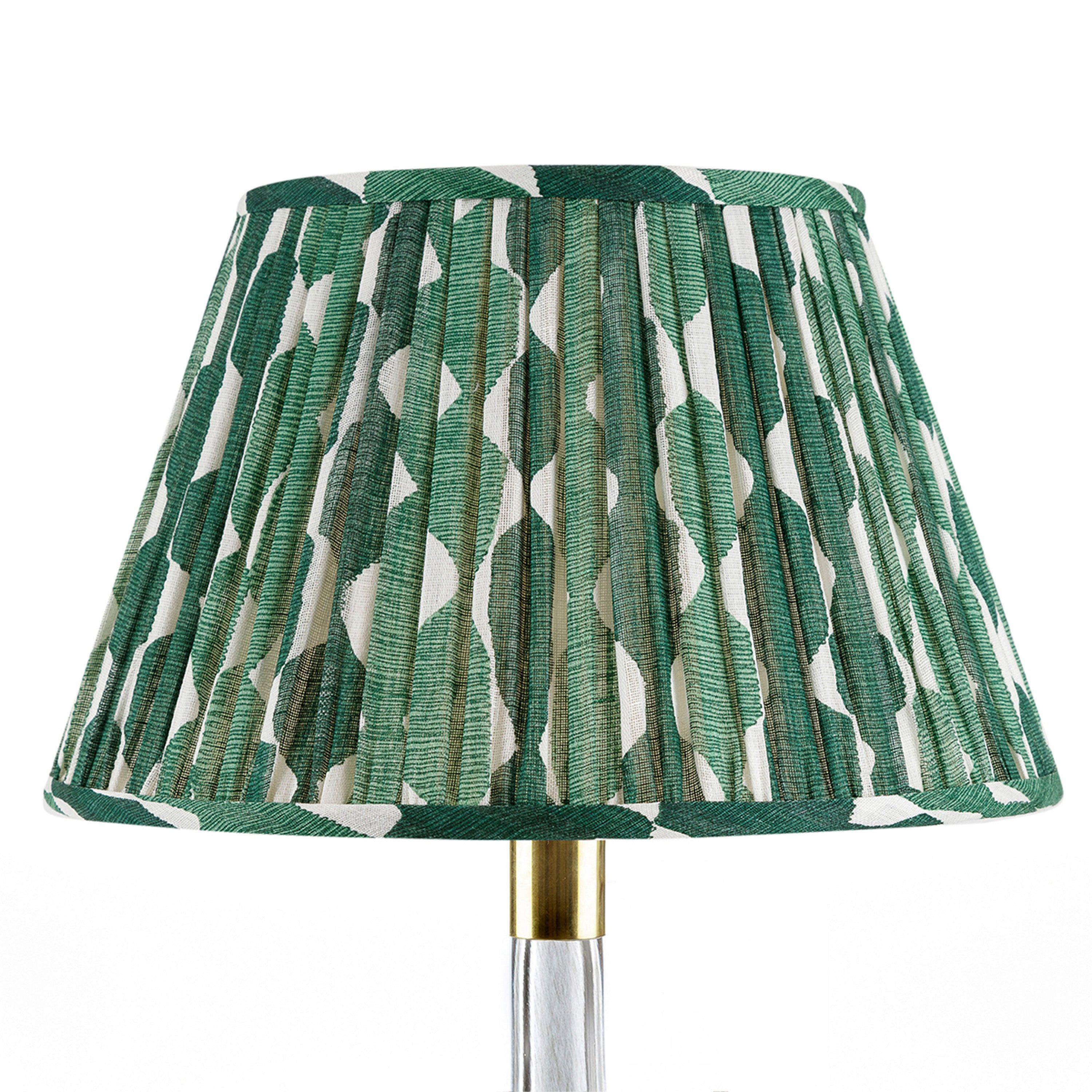 Round Gathered Lampshade in Green Whittle
