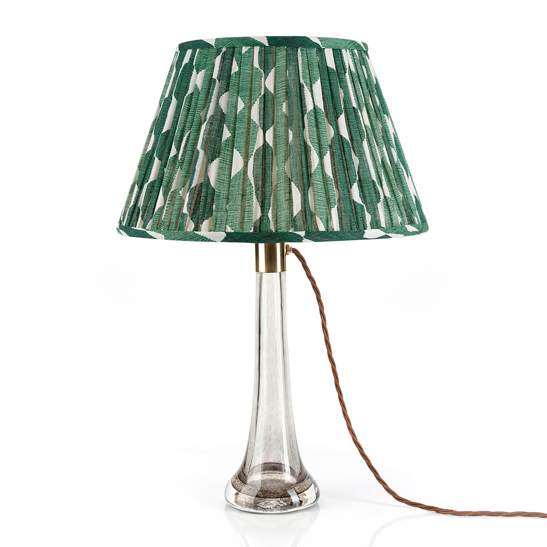 Round Gathered Lampshade in Green Whittle