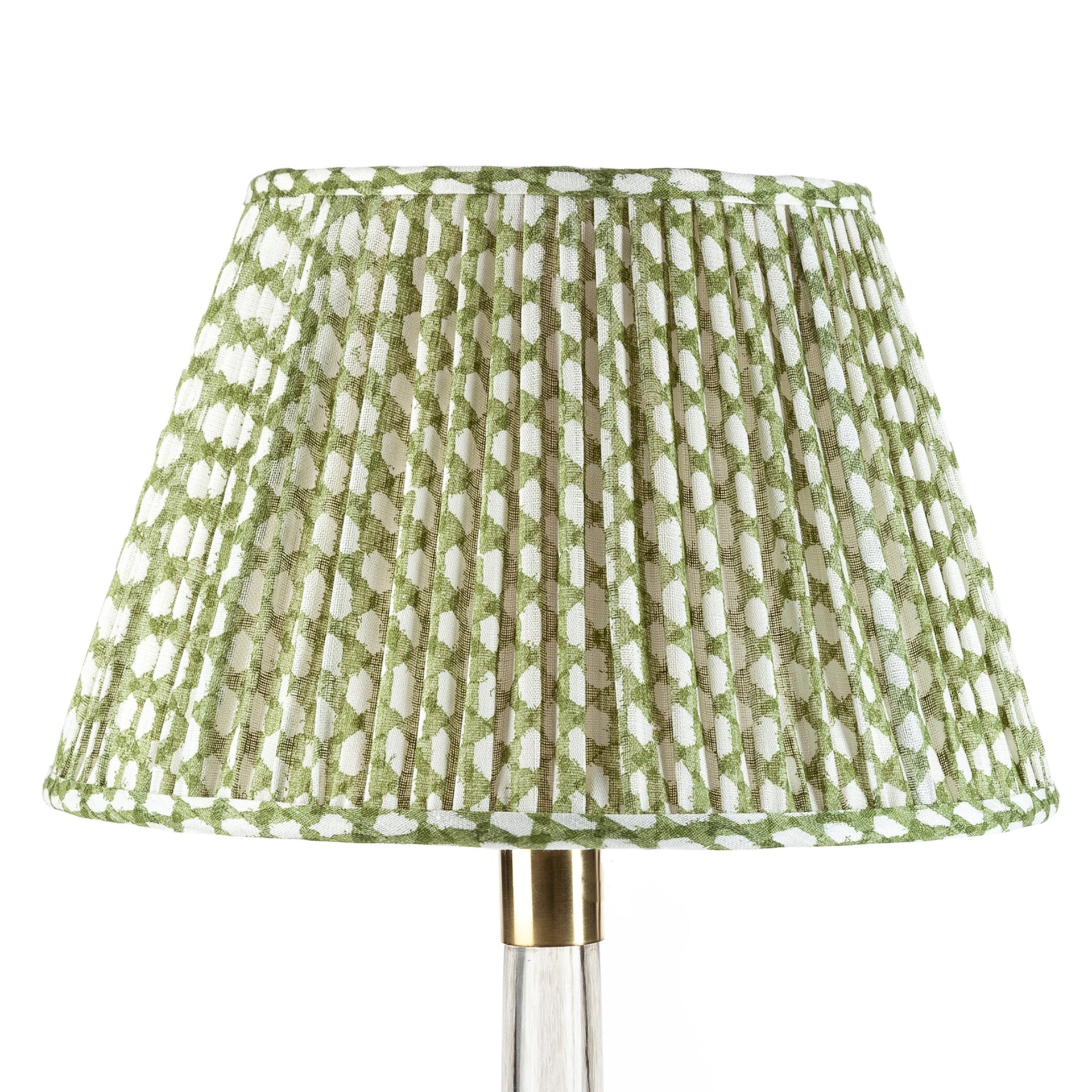Round Gathered Lampshade in Green Wicker