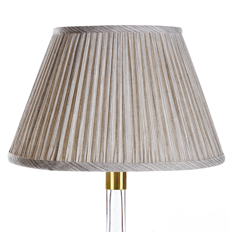Round Gathered Lampshade in Grey Strié