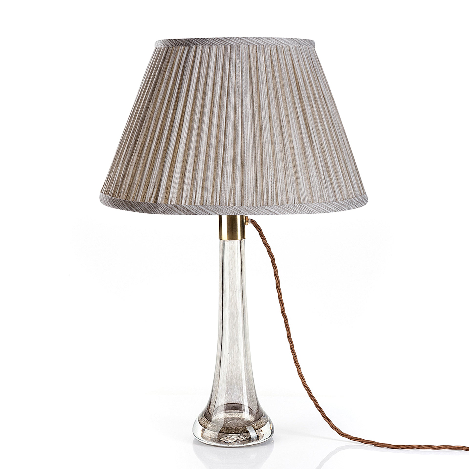 Round Gathered Lampshade in Grey Strié