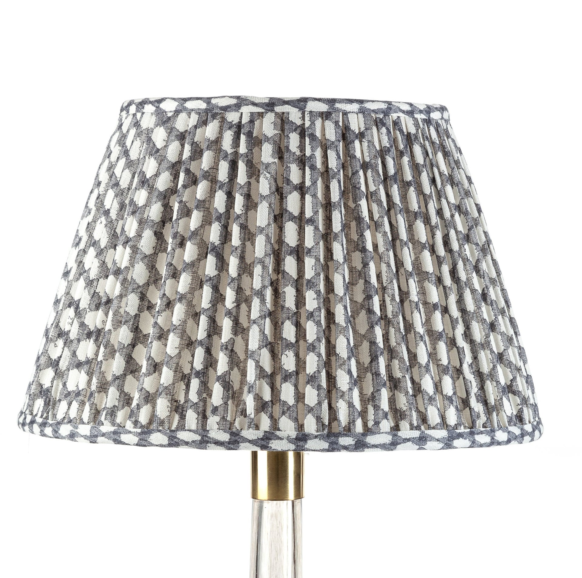 Round Gathered Lampshade in Grey Wicker