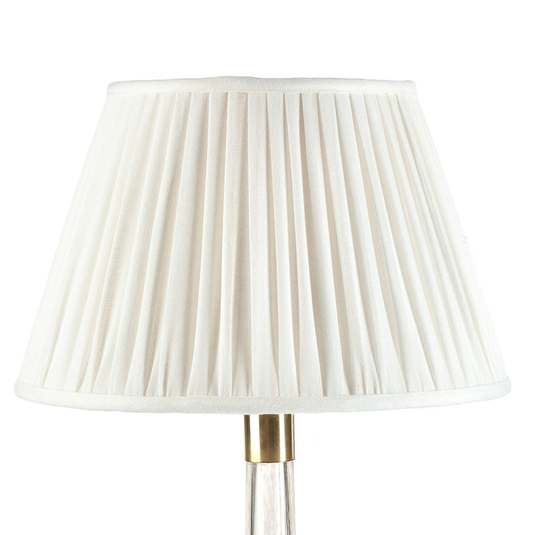 Round Gathered Lampshade in Ivory Plain