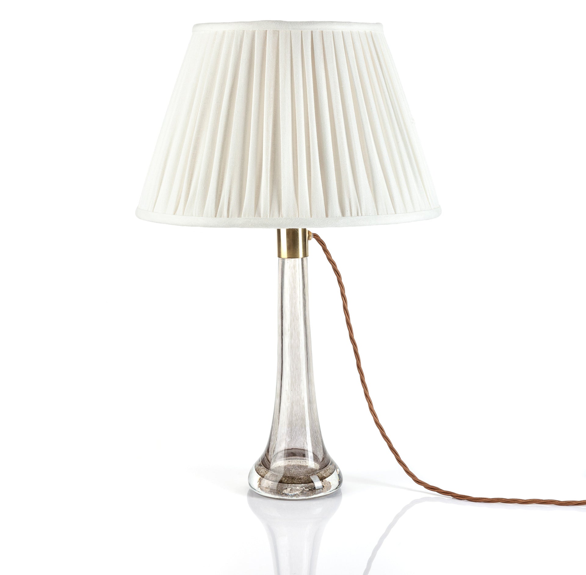Round Gathered Lampshade in Ivory Plain