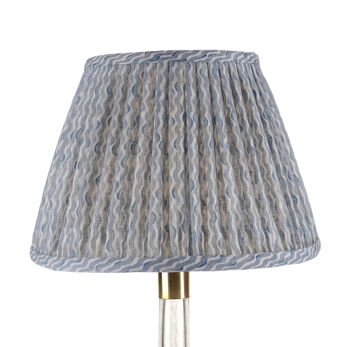 Round Gathered Lampshade in Light Blue Popple