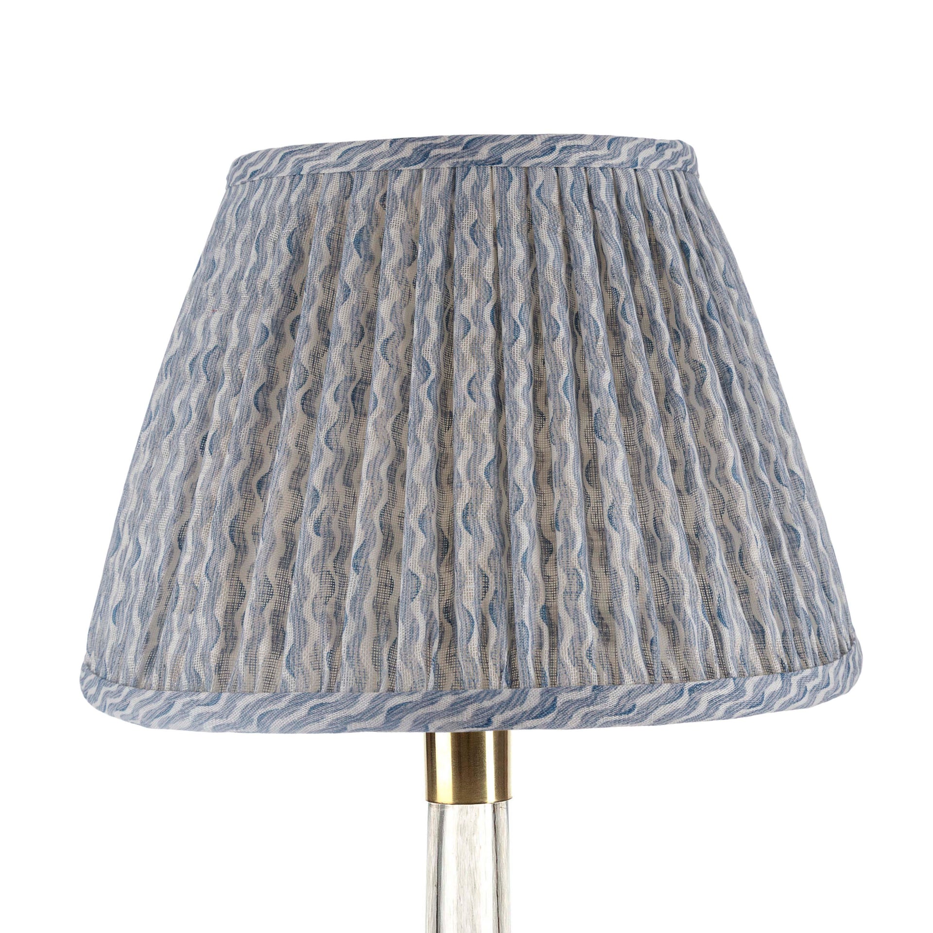 Round Gathered Lampshade in Light Blue Popple