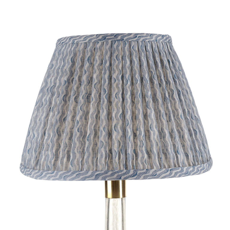 Round Gathered Lampshade in Light Blue Popple
