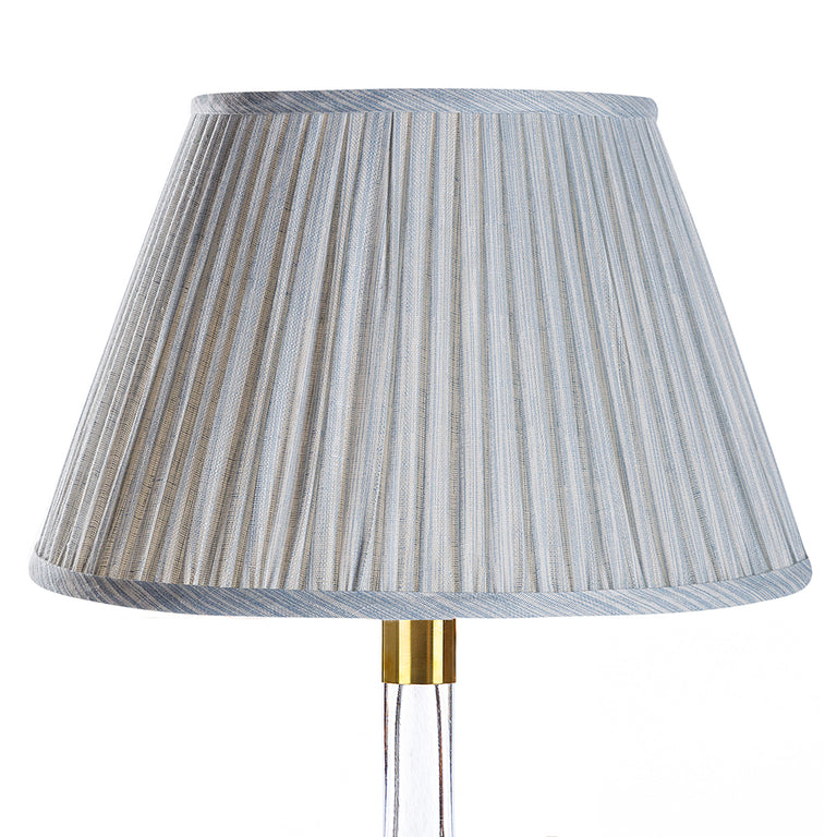 Round Gathered Lampshade in Light Blue Strié