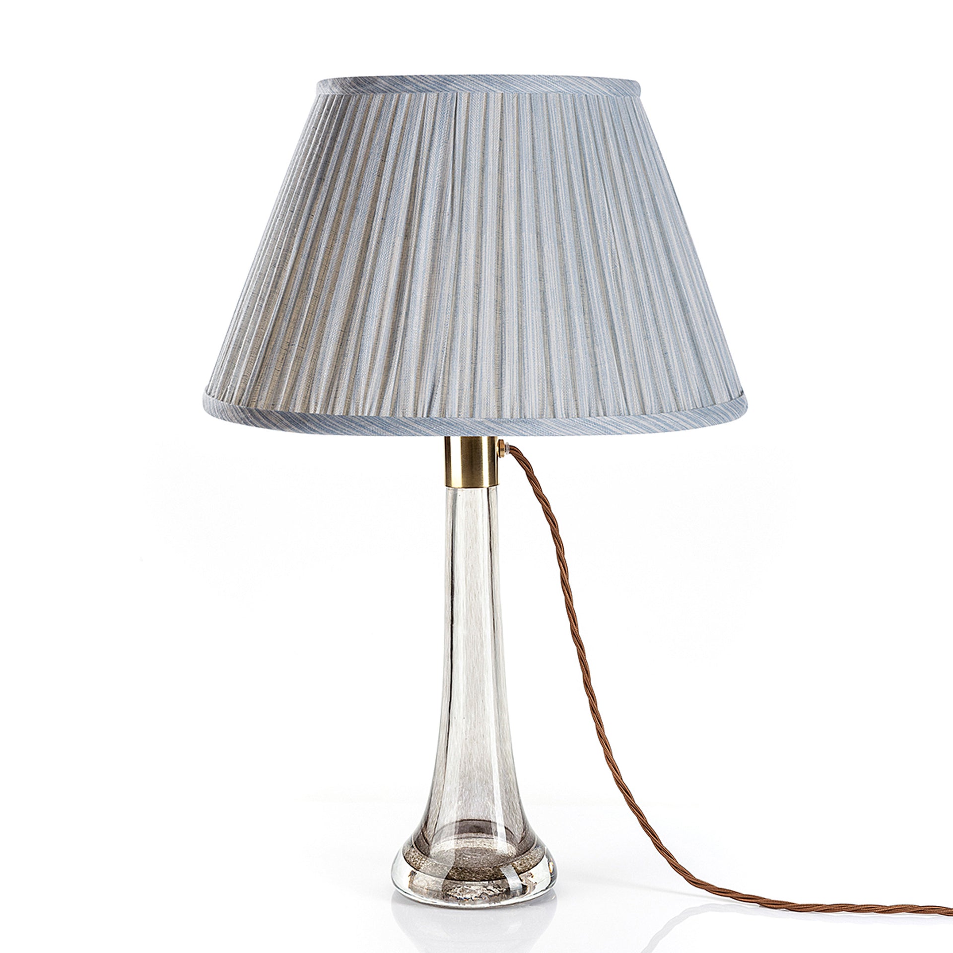 Round Gathered Lampshade in Light Blue Strié