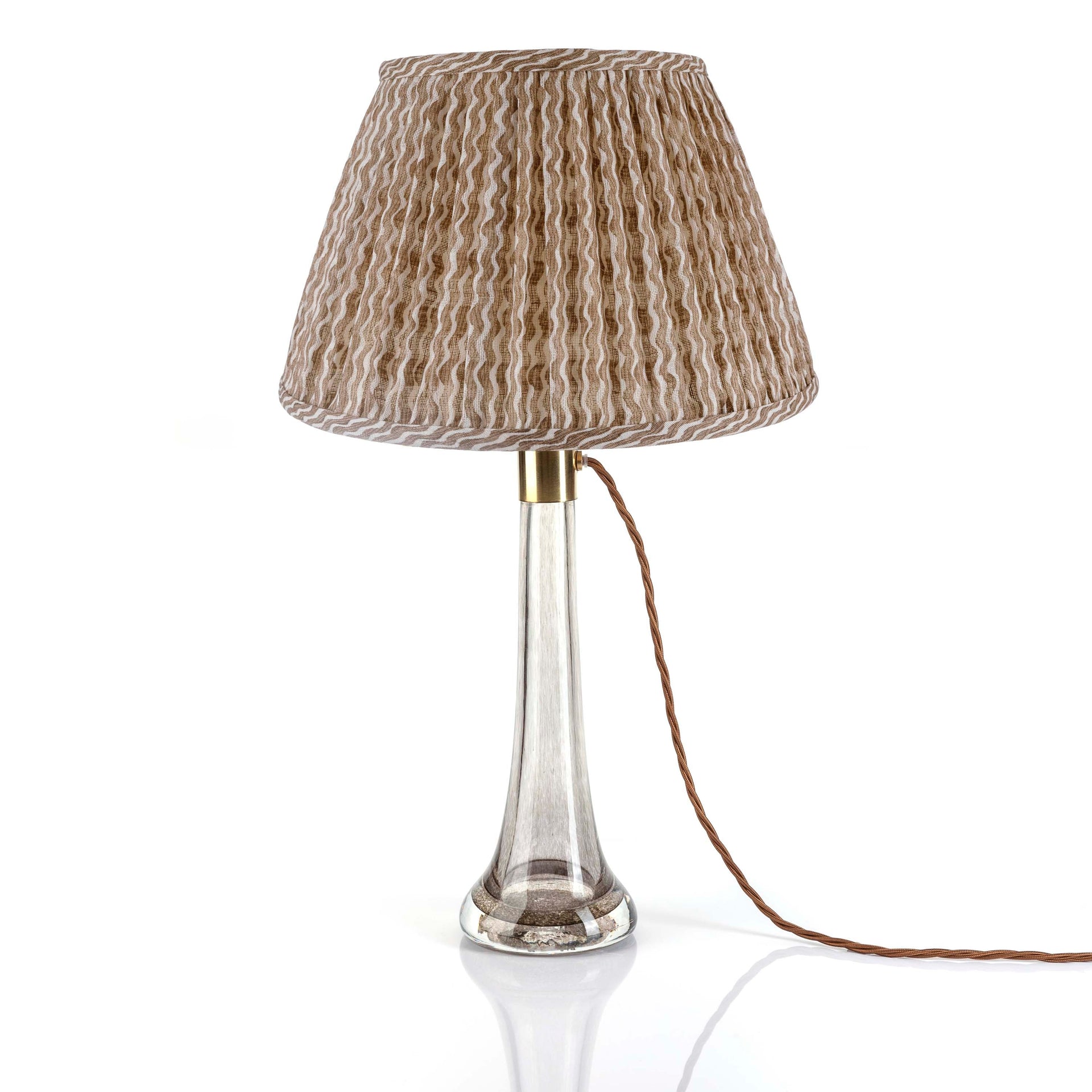 Round Gathered Lampshade in Nut Brown Popple