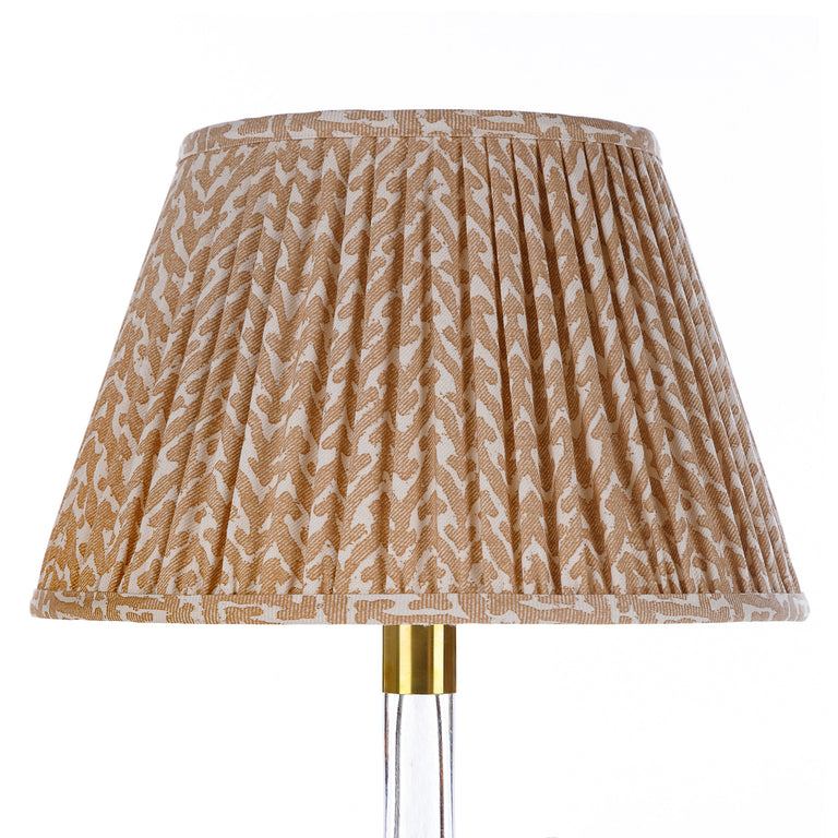 Round Gathered Lampshade in Nut Brown Rabanna