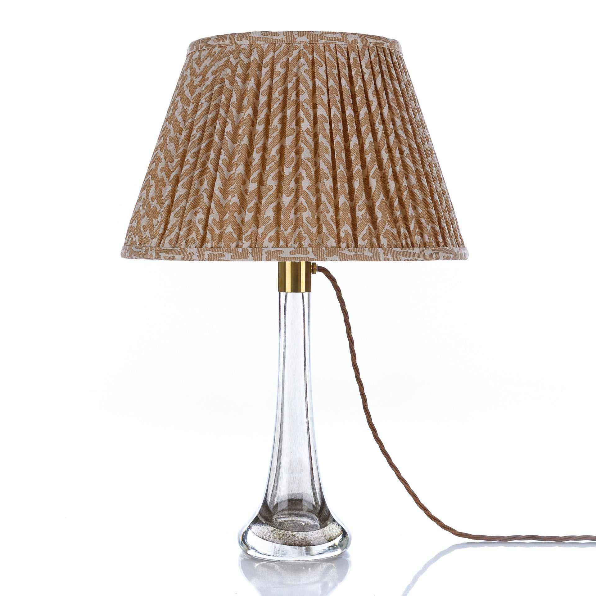Round Gathered Lampshade in Nut Brown Rabanna