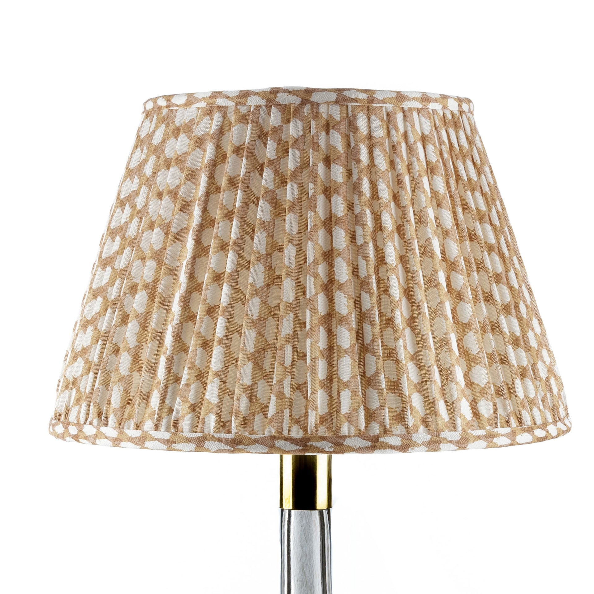 Round Gathered Lampshade in Nut Brown Wicker