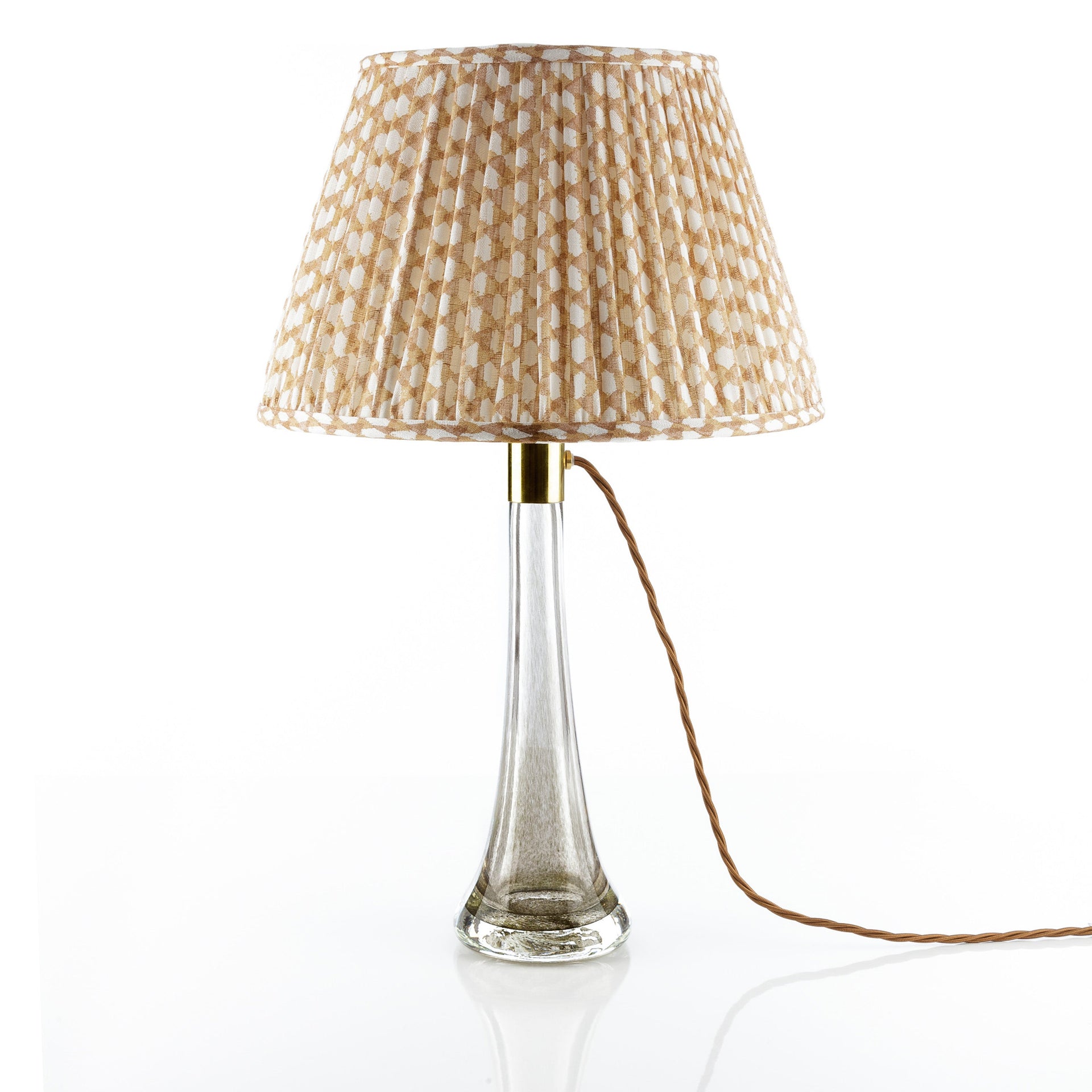 Round Gathered Lampshade in Nut Brown Wicker
