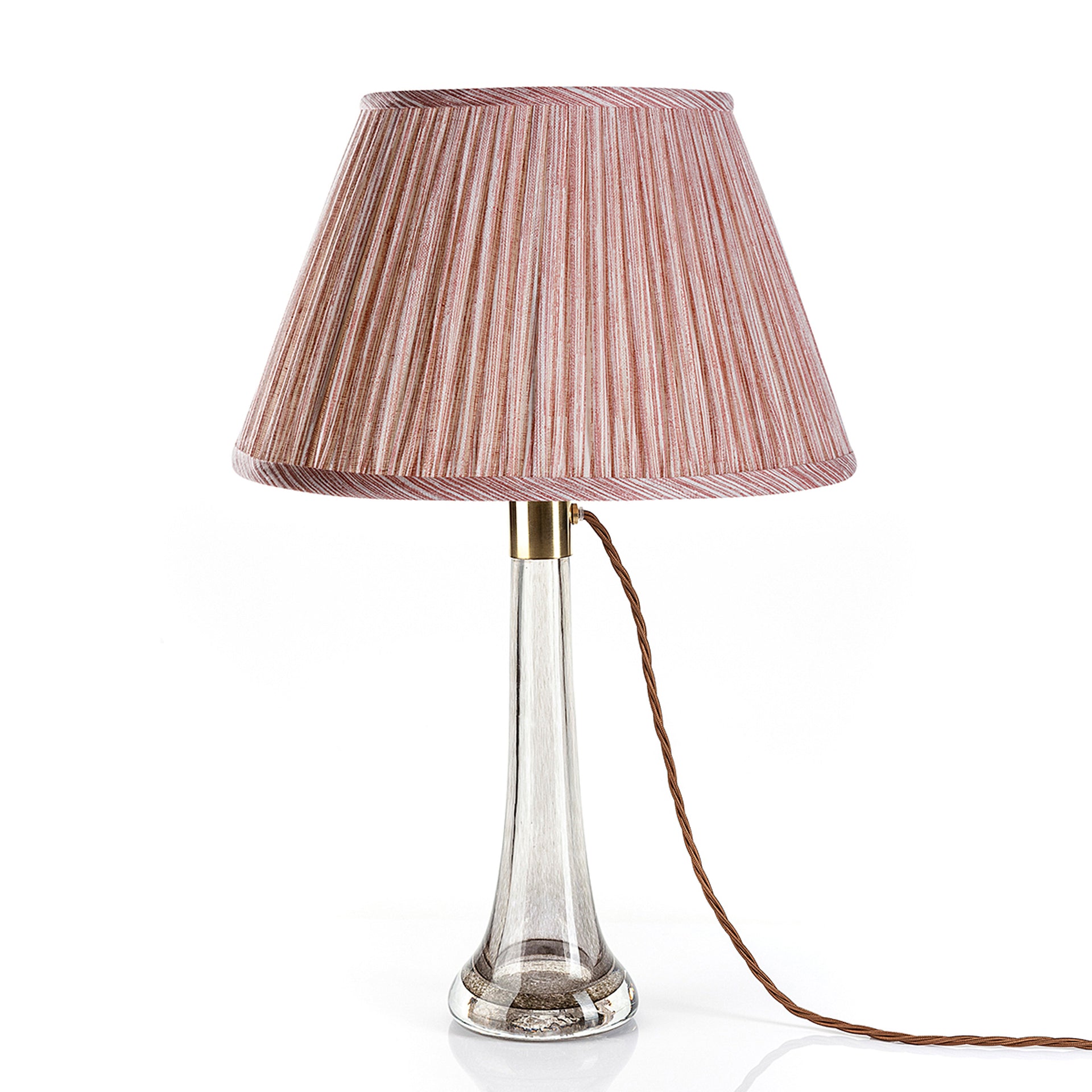 Round Gathered Lampshade in Pink Strié