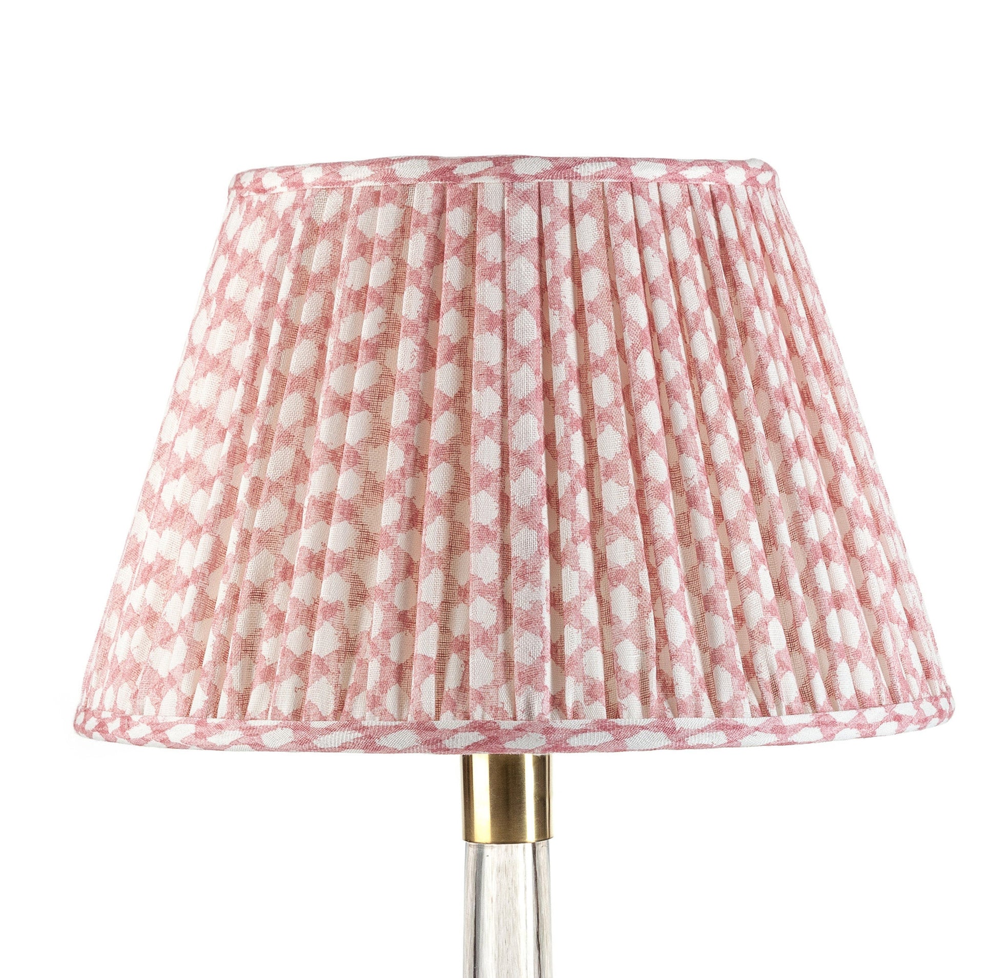 Round Gathered Lampshade in Pink Wicker