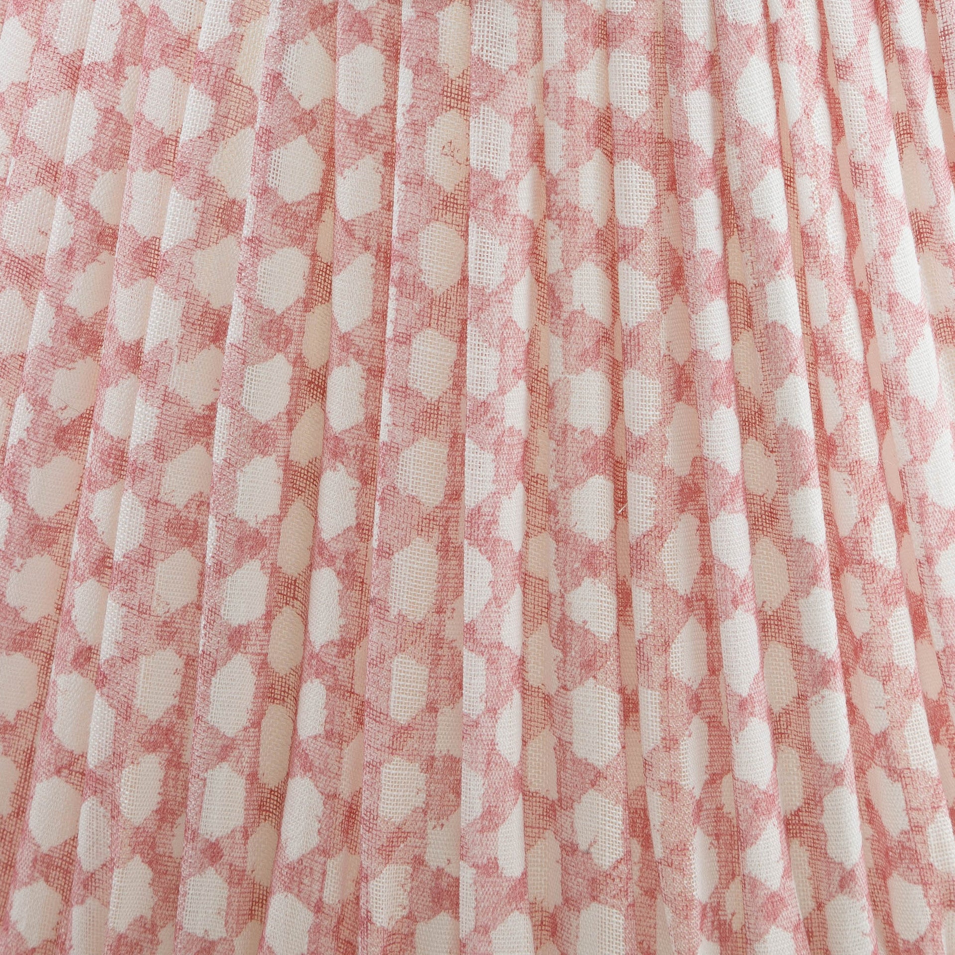 Round Gathered Lampshade in Pink Wicker
