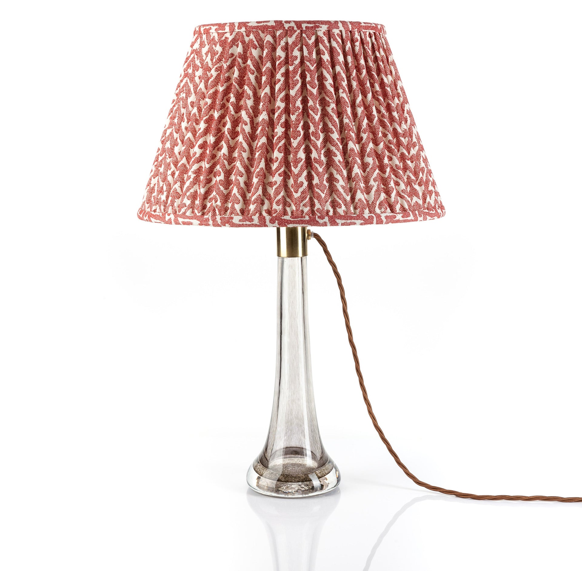 Round Gathered Lampshade in Red Rabanna