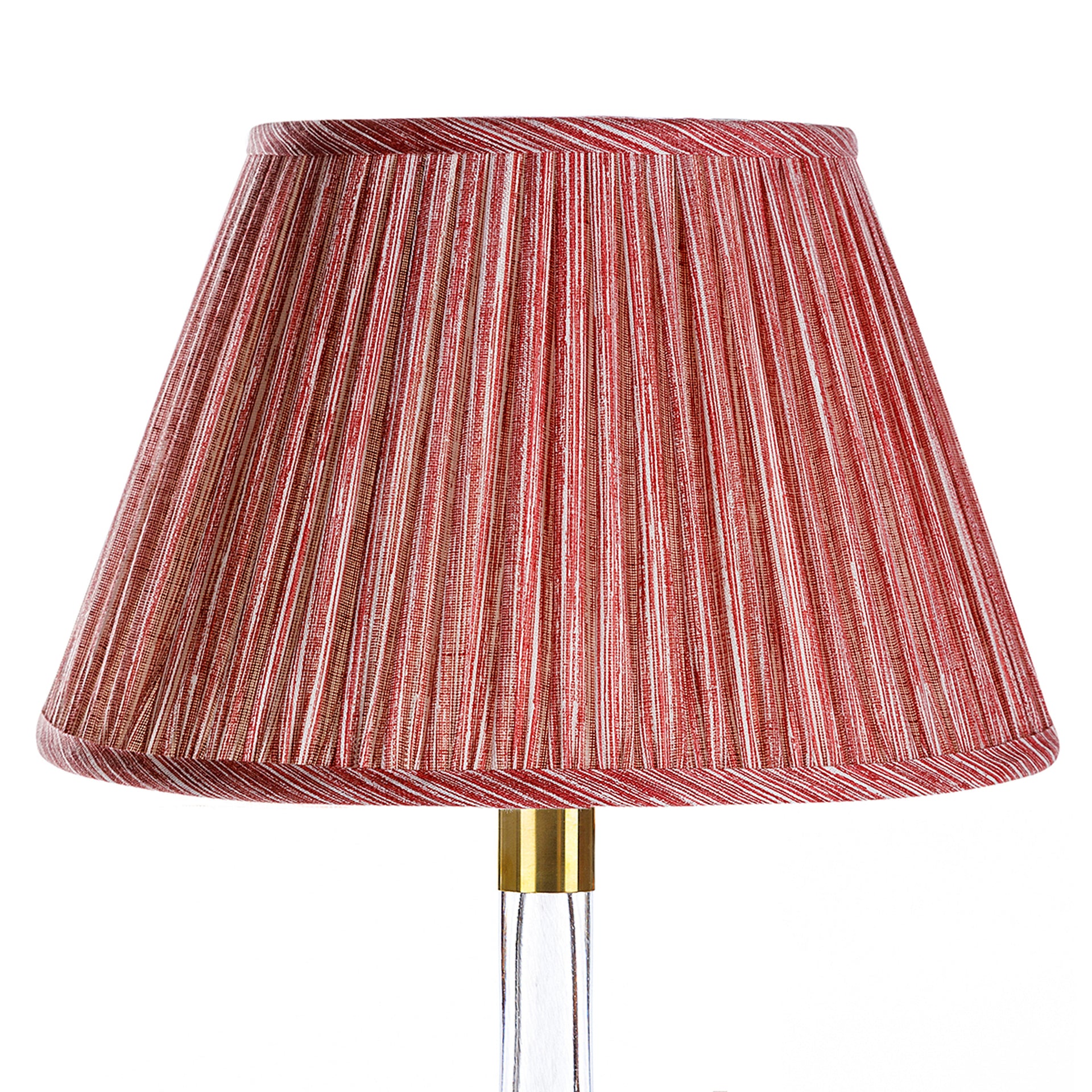 Round Gathered Lampshade in Red Strié