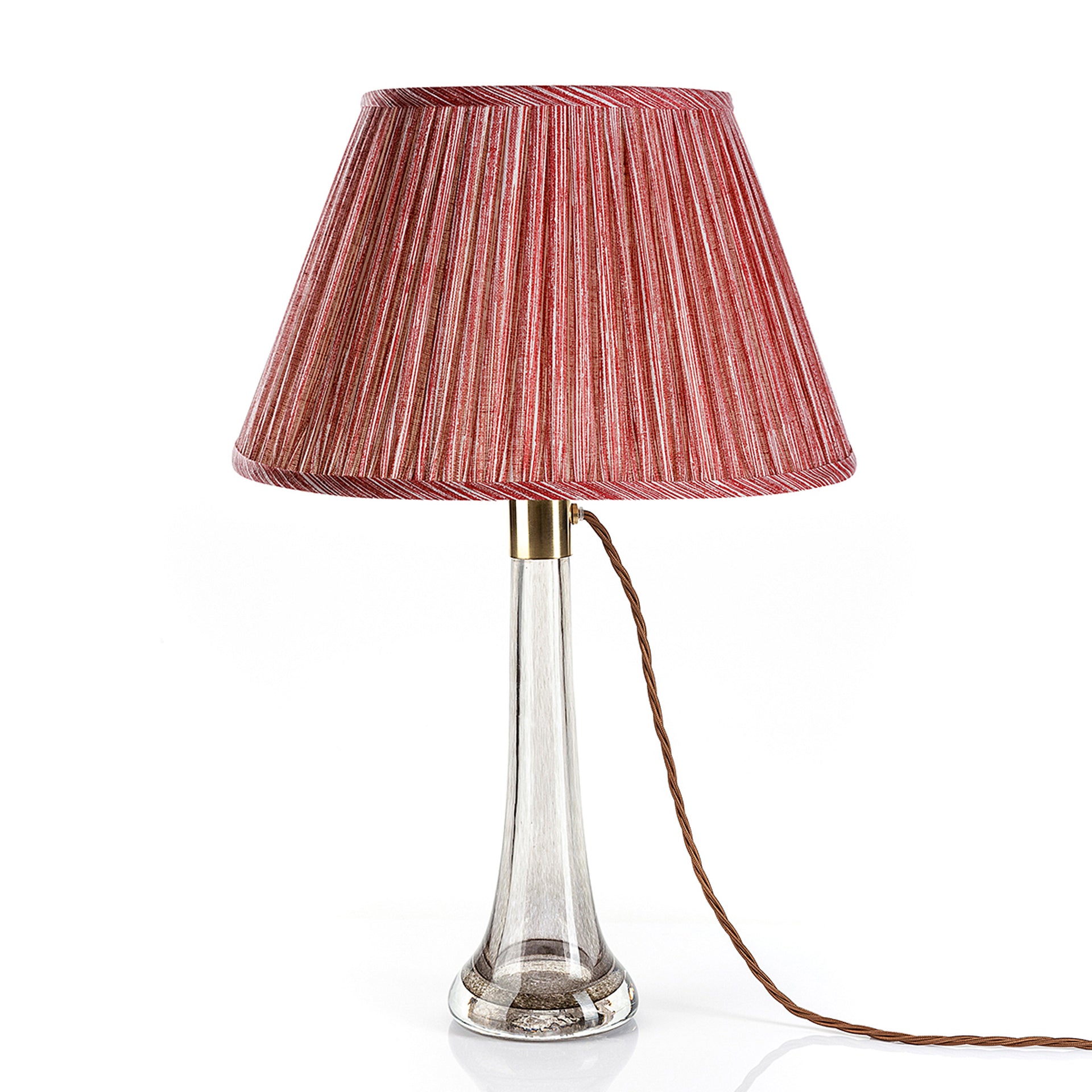 Round Gathered Lampshade in Red Strié