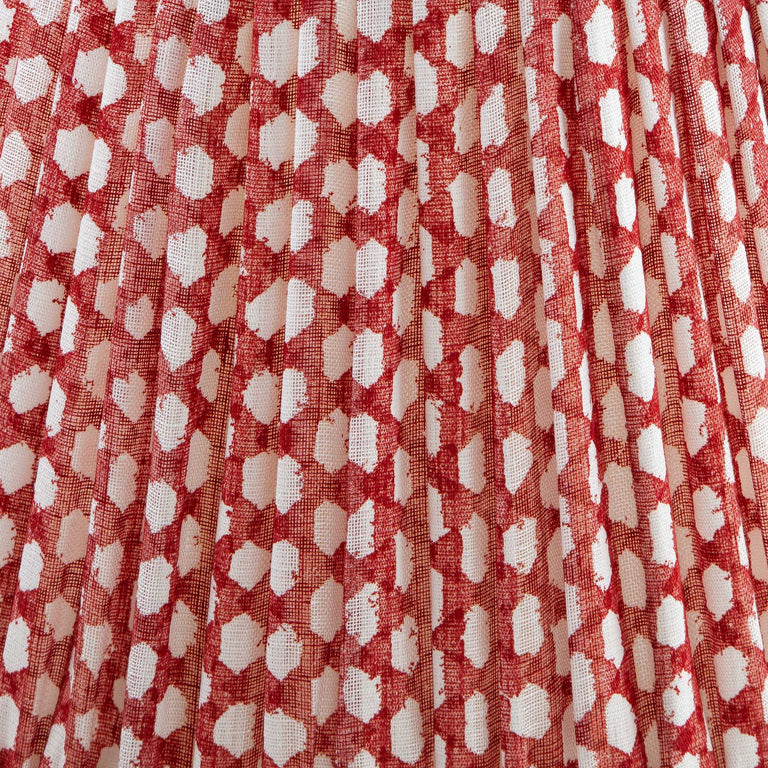 Round Gathered Lampshade in Red Wicker