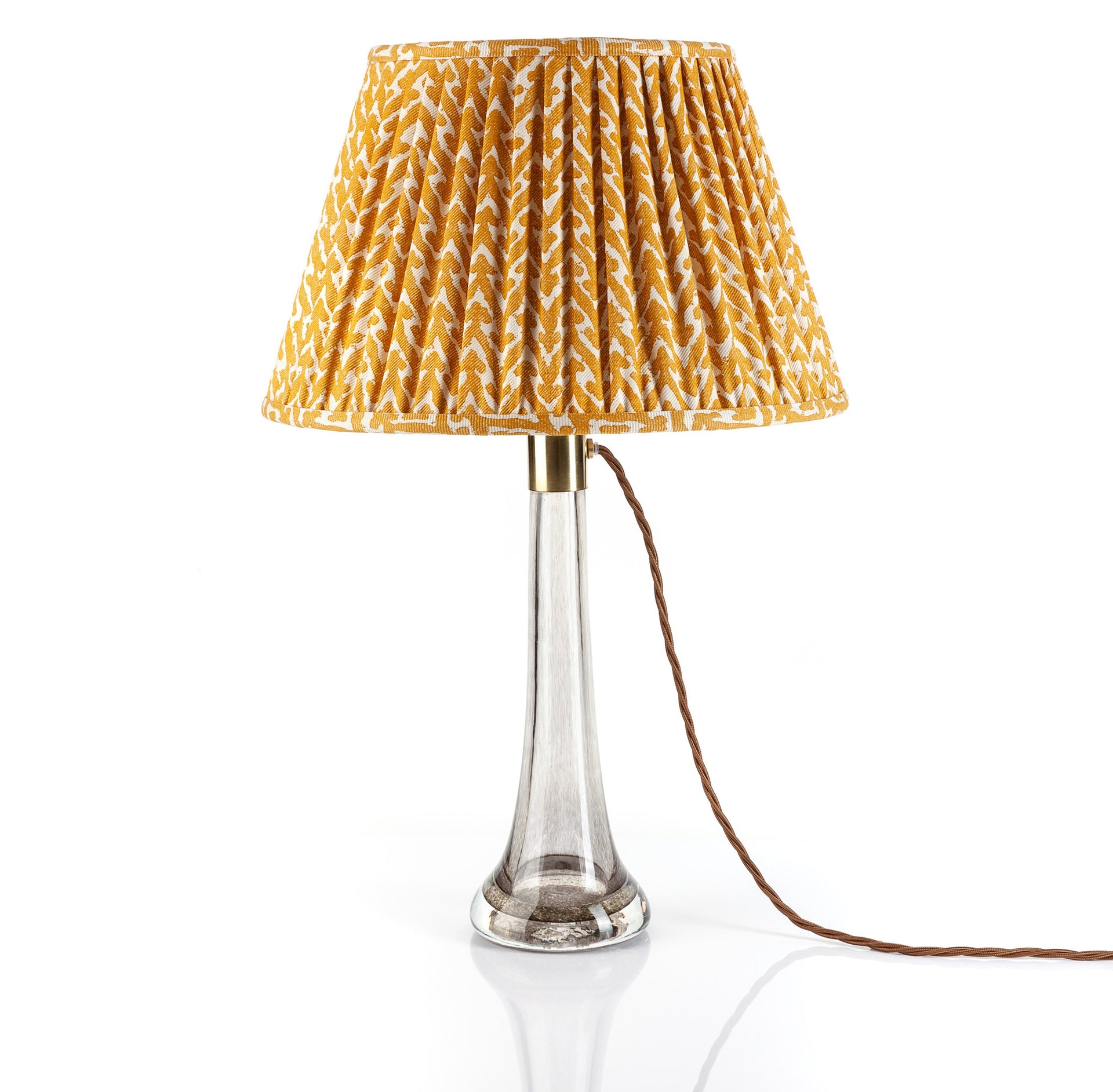 Round Gathered Lampshade in Yellow Rabanna
