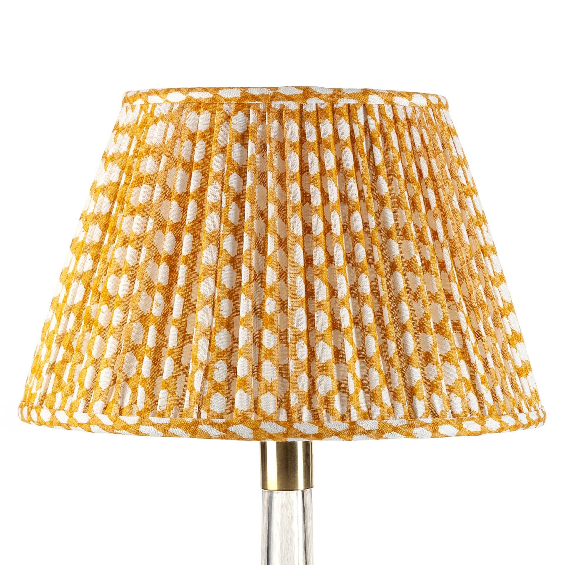 Round Gathered Lampshade in Yellow Wicker