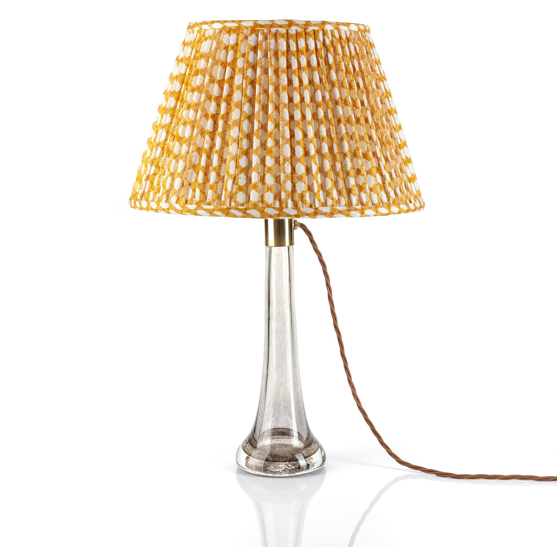 Round Gathered Lampshade in Yellow Wicker