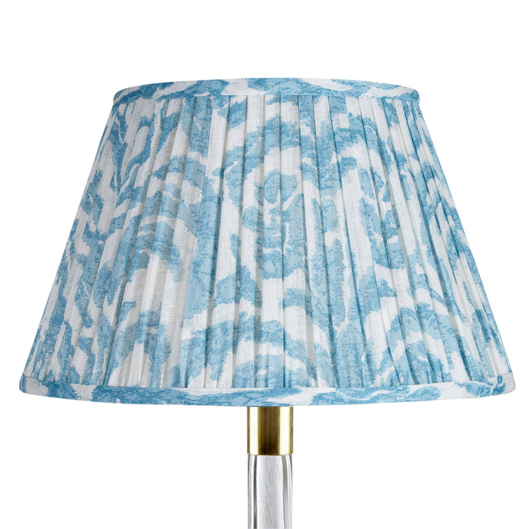 Round Gathered Lampshade in Light Blue Marlborough