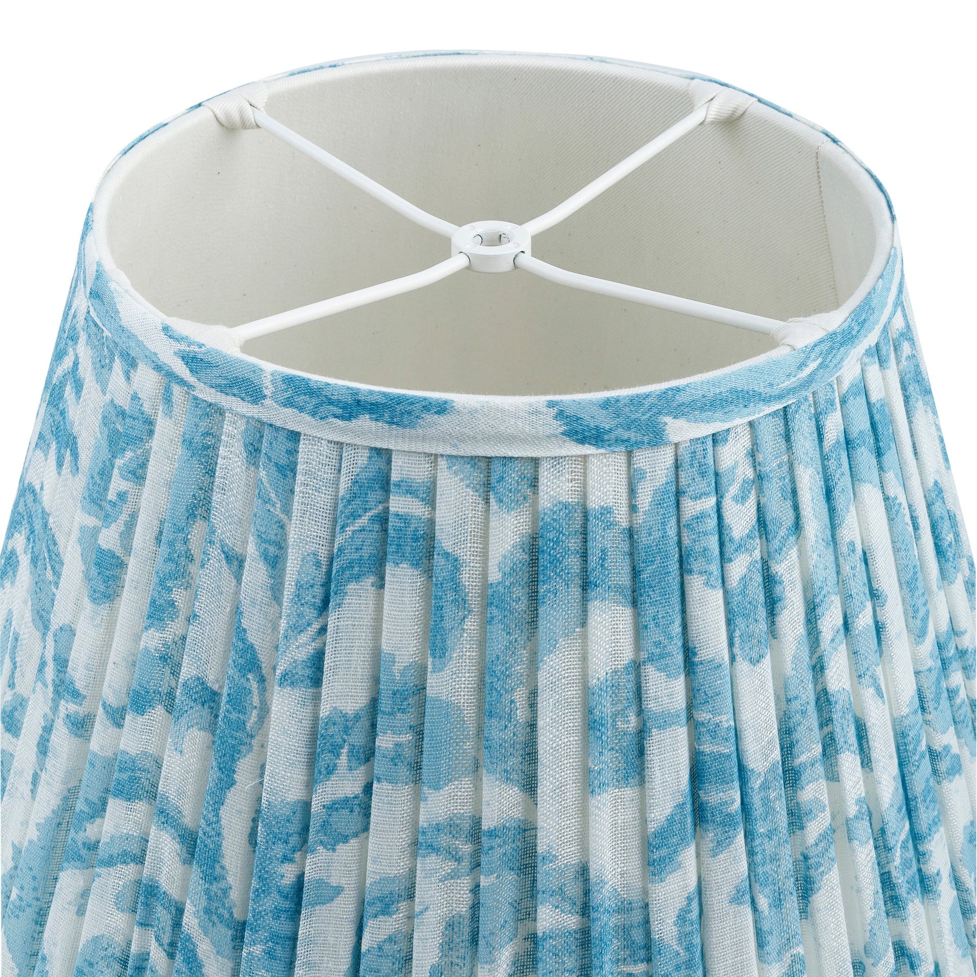 Round Gathered Lampshade in Light Blue Marlborough