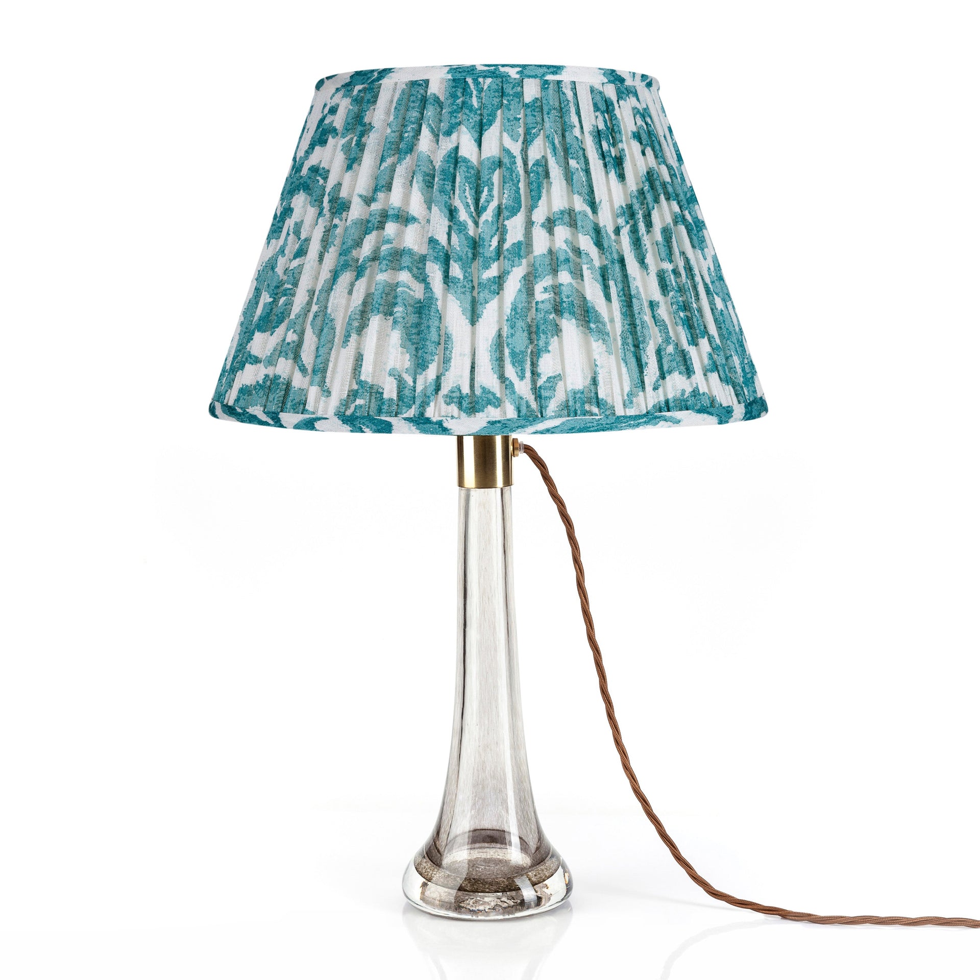 Round Gathered Lampshade in Teal Marlborough