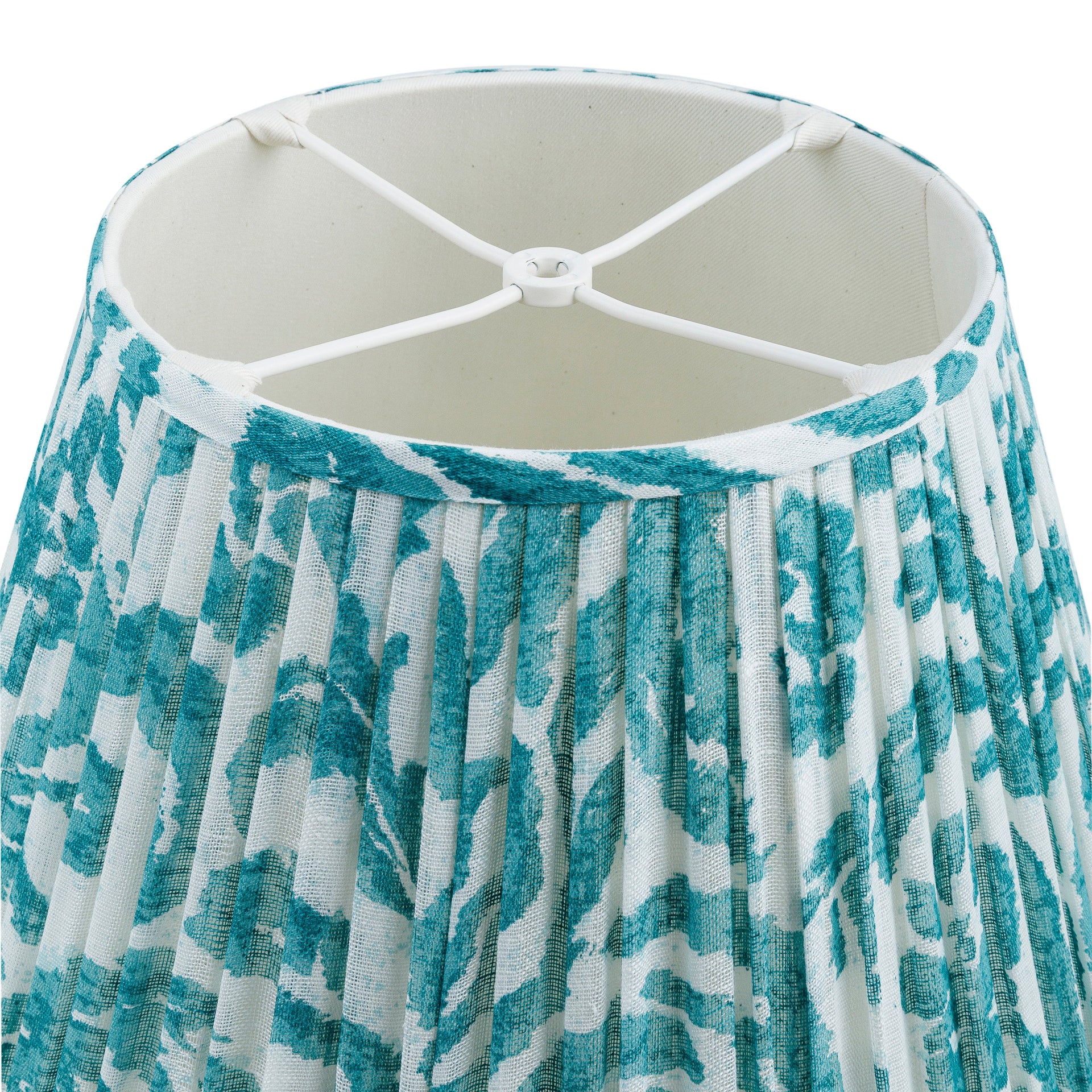 Round Gathered Lampshade in Teal Marlborough