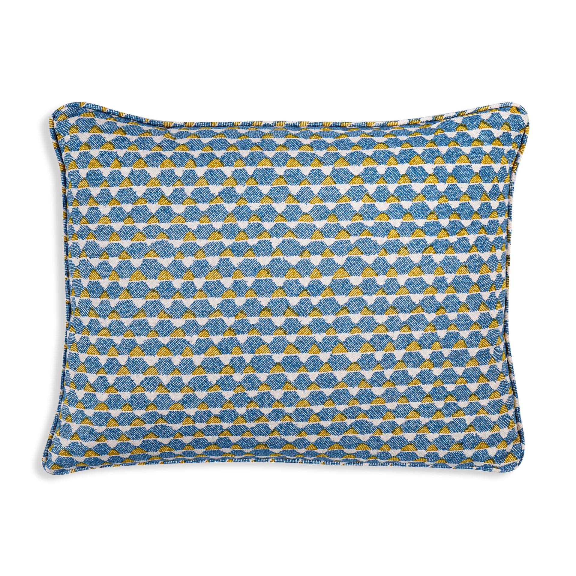 Oblong Cushion in Blue and Yellow Tara