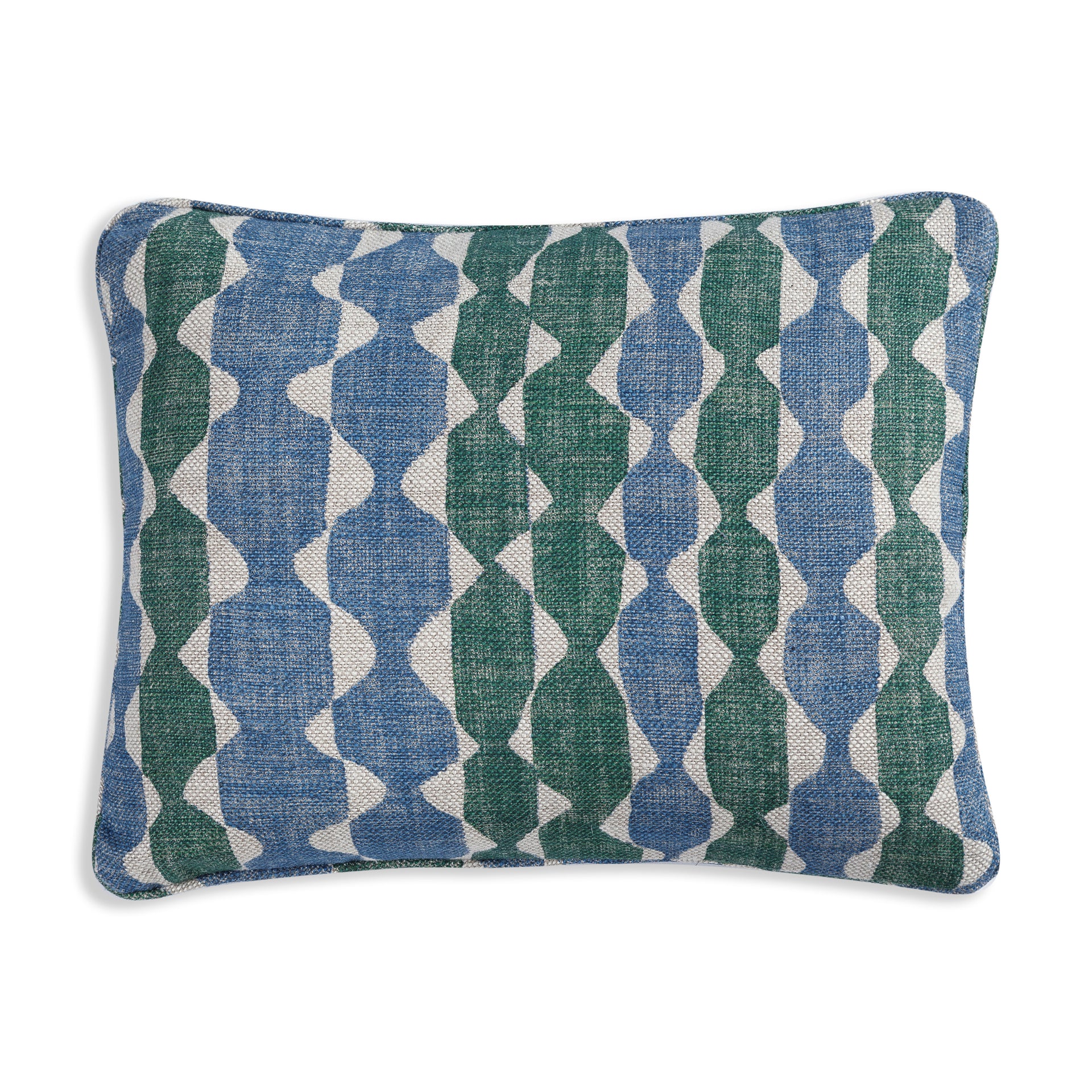 Oblong Cushion in Green and Blue Whittle