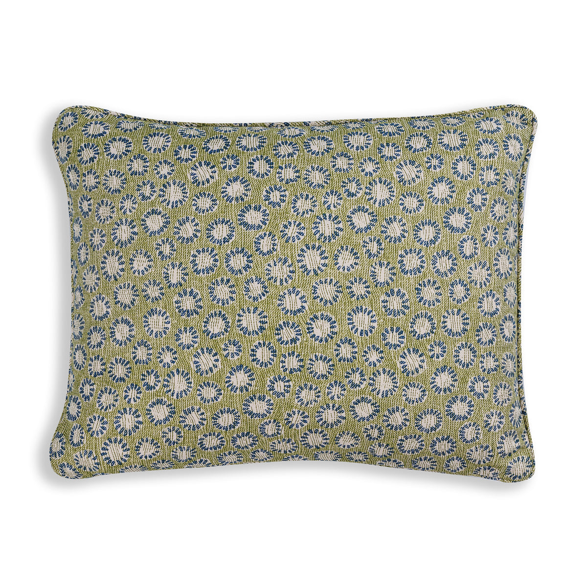 Oblong Cushion in Green and Blue Coral