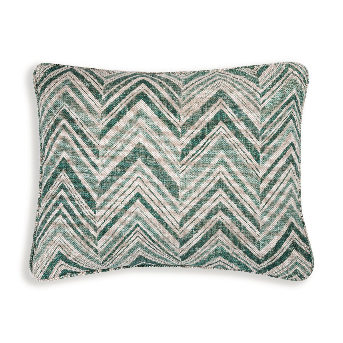Oblong Cushion in Dark Green Flame Stitch