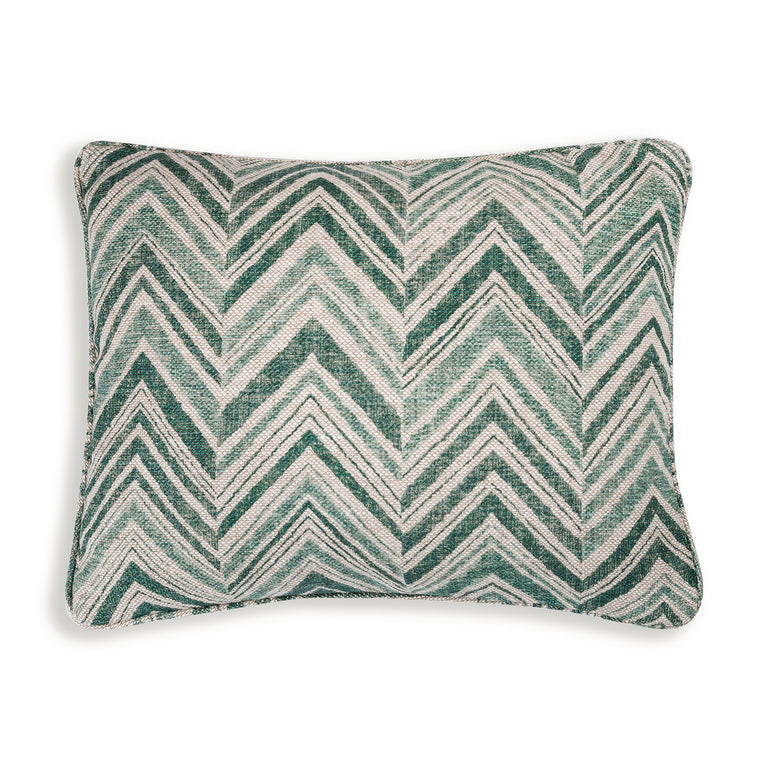 Oblong Cushion in Dark Green Flame Stitch