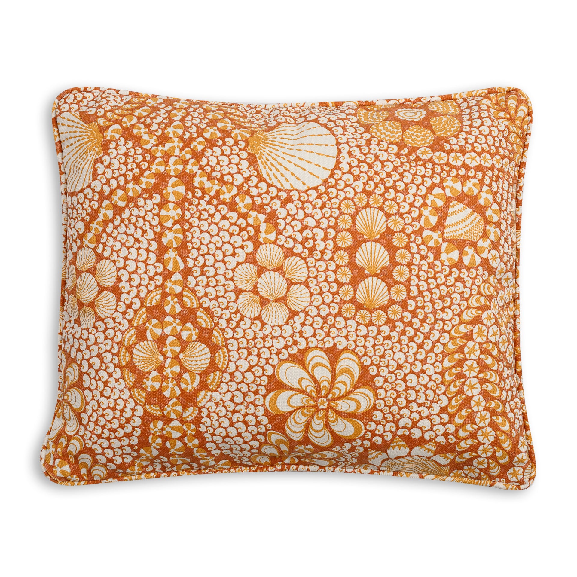 Oblong Outdoor Cushion in Orange Shell Grotto