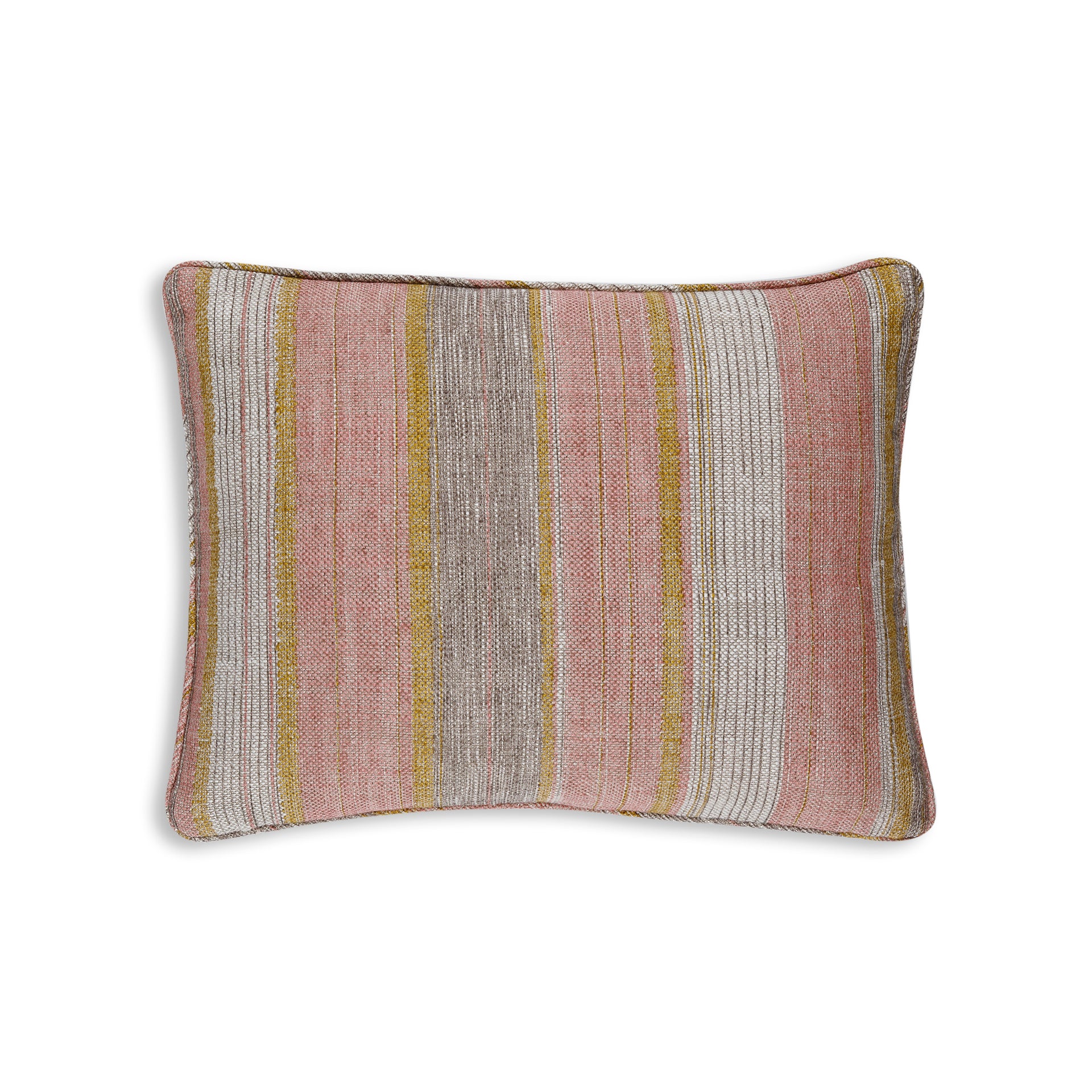 Oblong Cushion in Pink and Yellow Carskiey Broad Stripe